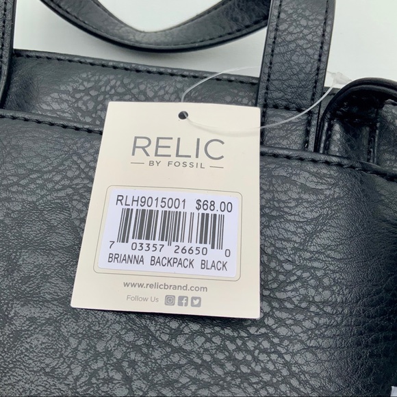 NWT RELIC by FOSSIL leather Brianna black backpack - Picture 4 of 14